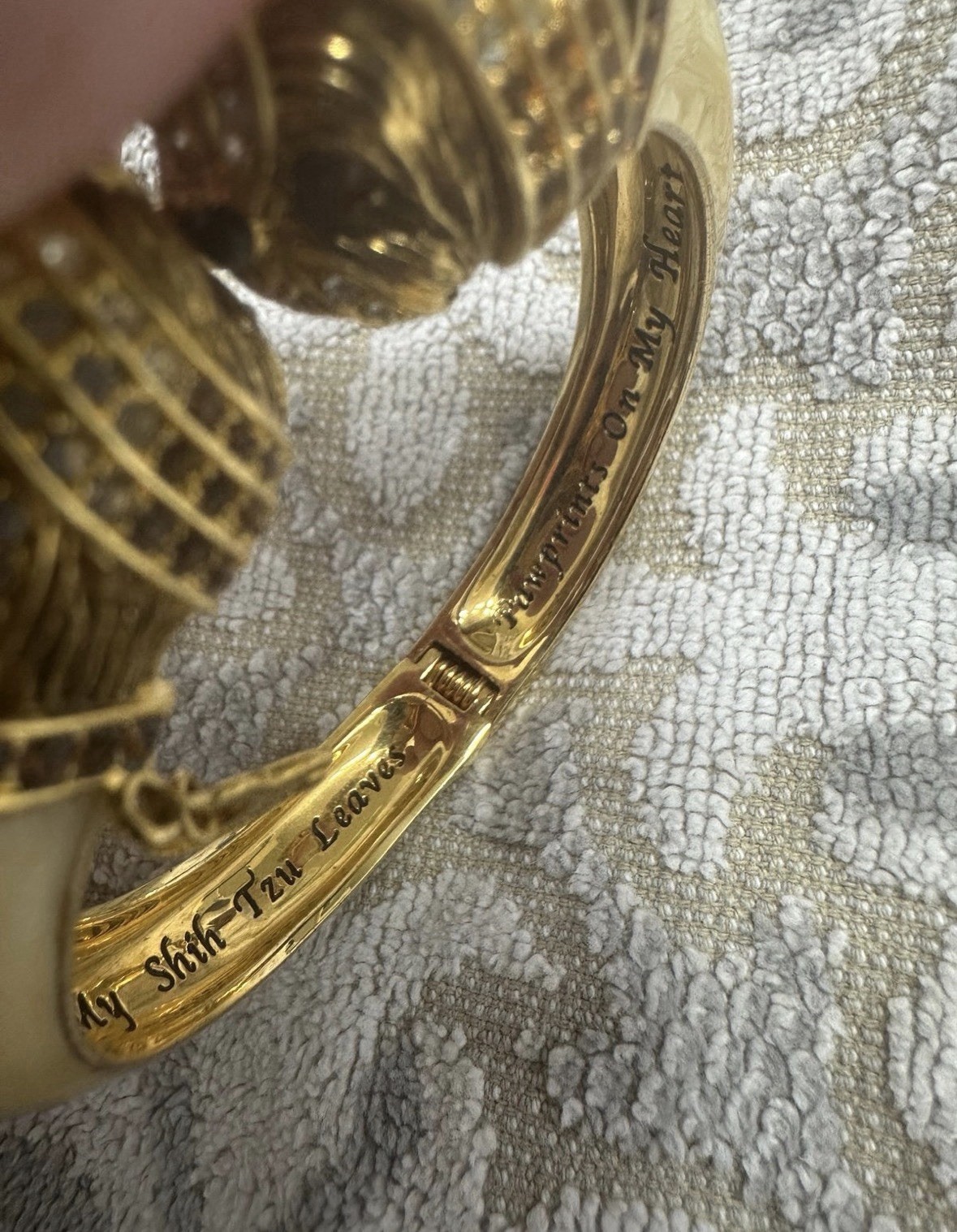 Bradford Exchange Shin Tzu dog cuff bangle bracelet With Swarovski crystals.