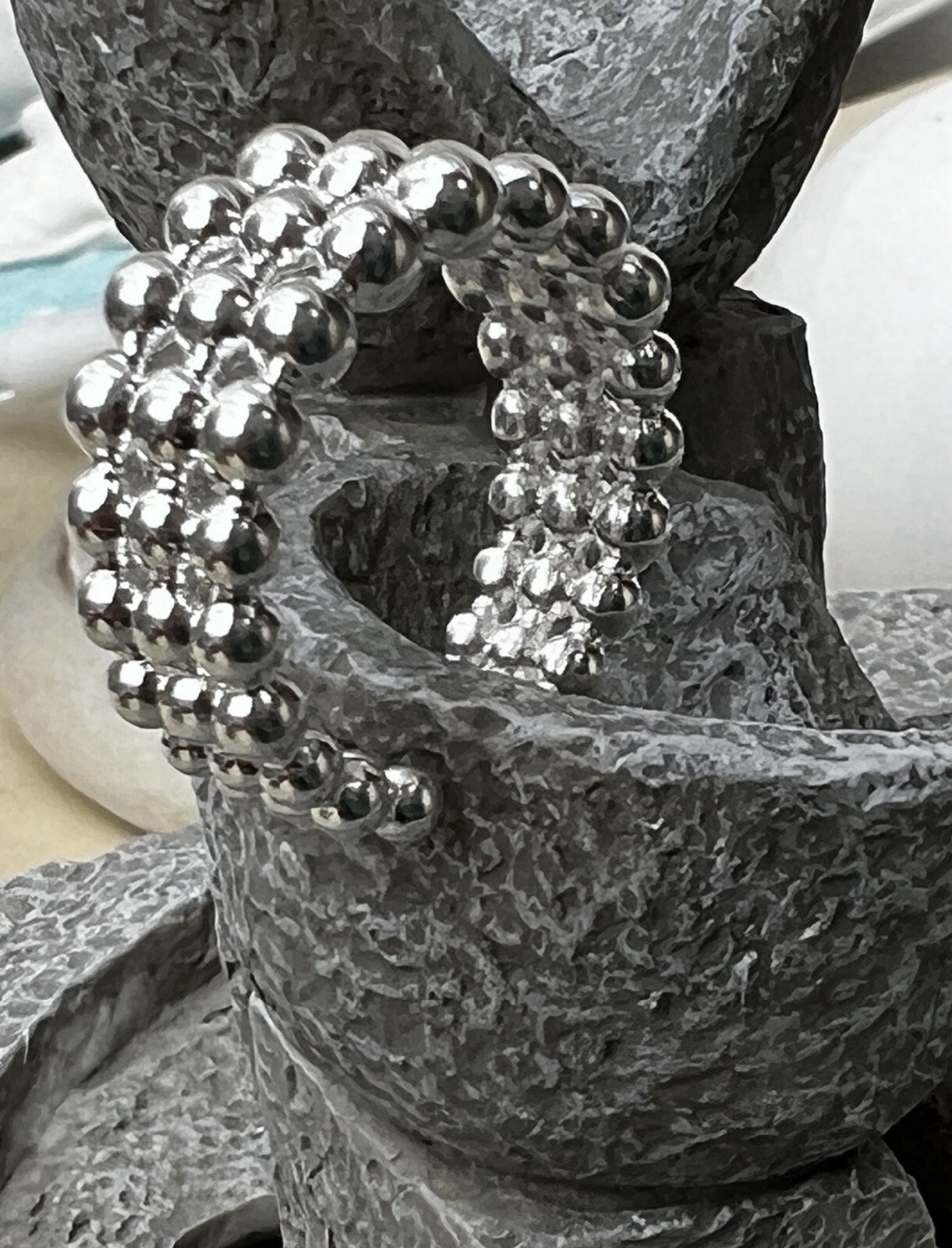 3 Tier Bubble Ball Ring Open Size No Silver Stamp? Selling As Costume Jewellery!