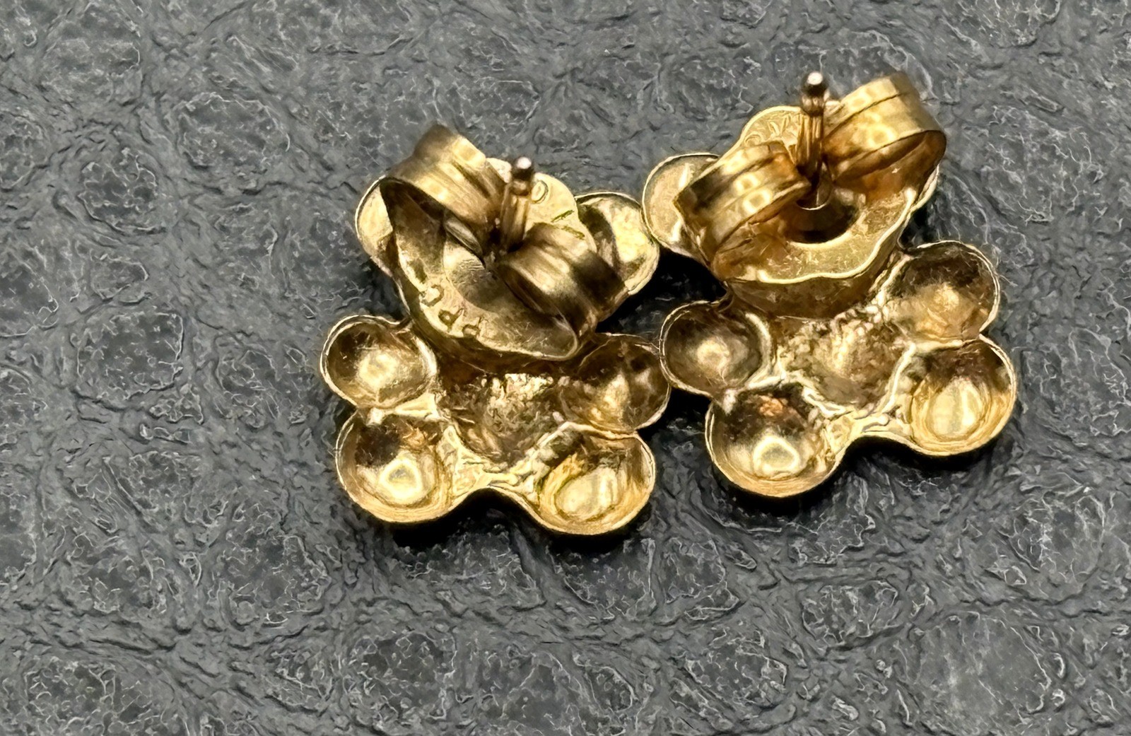 Vintage Gold Filled Teddy Bear Stud Earrings Butterfly Closure Cute