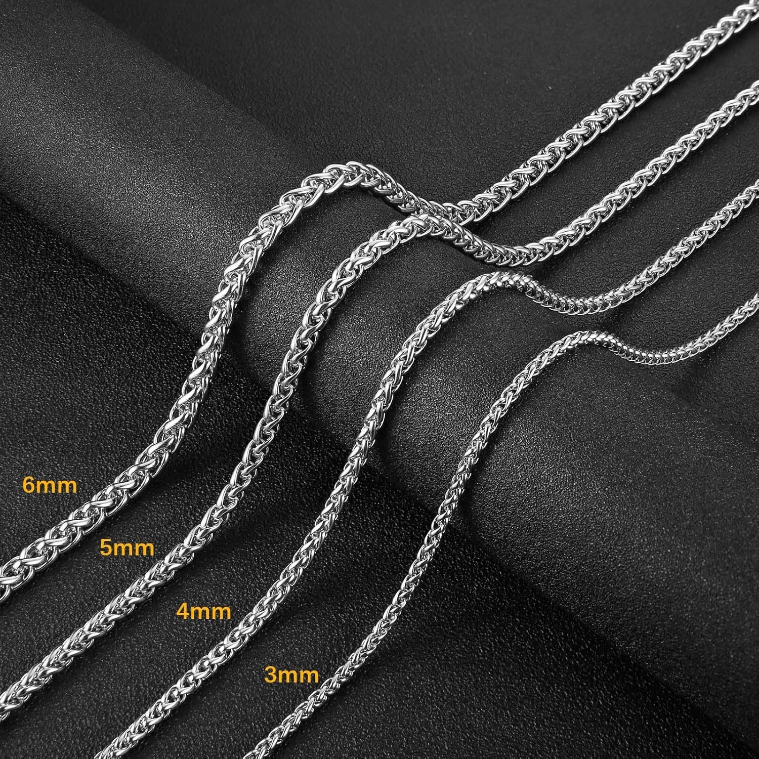 Shimmering Stainless Steel 3mm Wheat Chain Necklace – Perfect for All Occasions