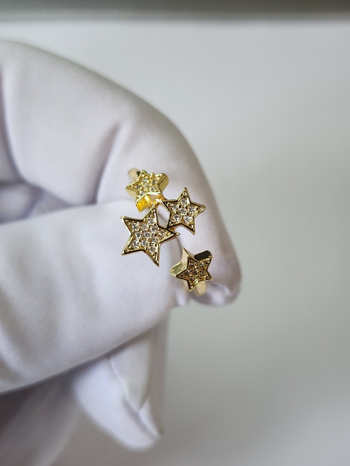 Gold, Silver, Rose Plated Pentagram Star Ring With Cubic Zirconia Fashion Jewelr