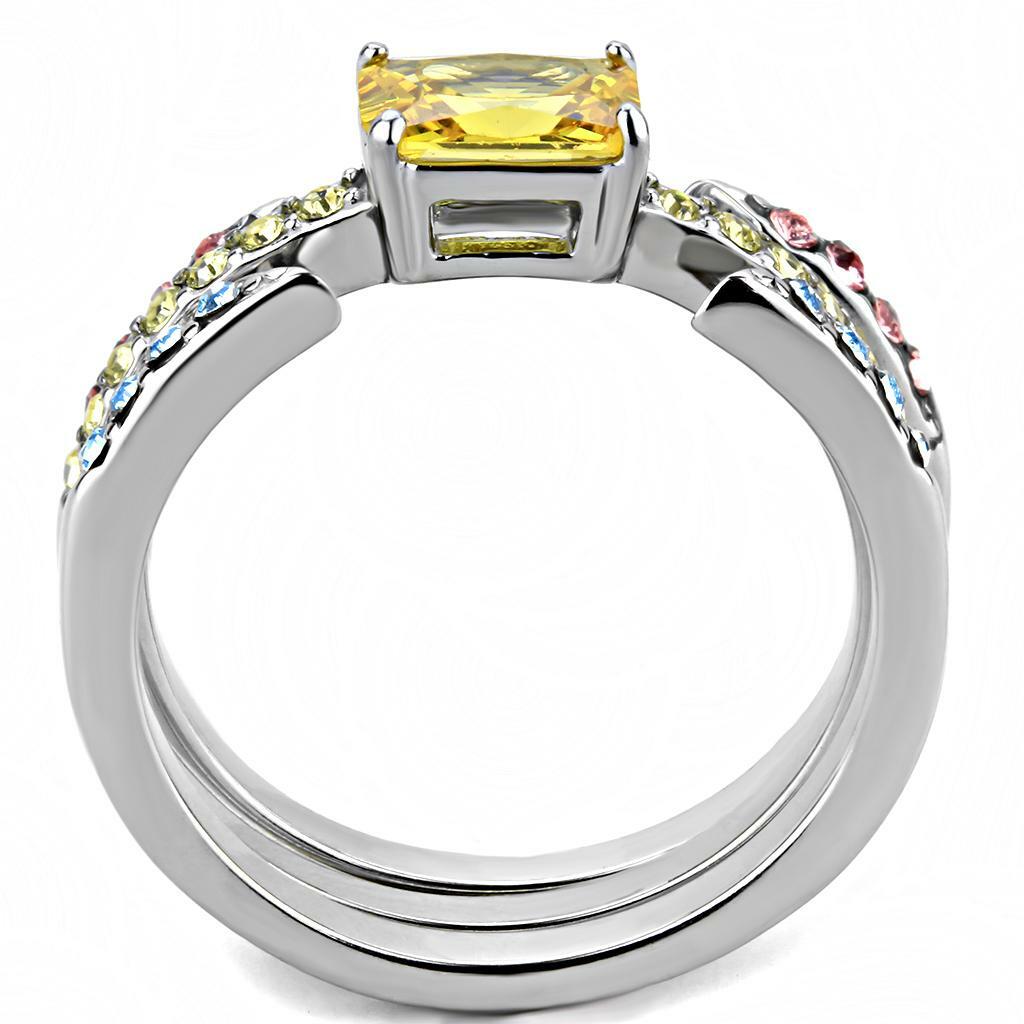 TK3526 – High polished (no plating) Stainless Steel Ring with AAA Grade CZ in