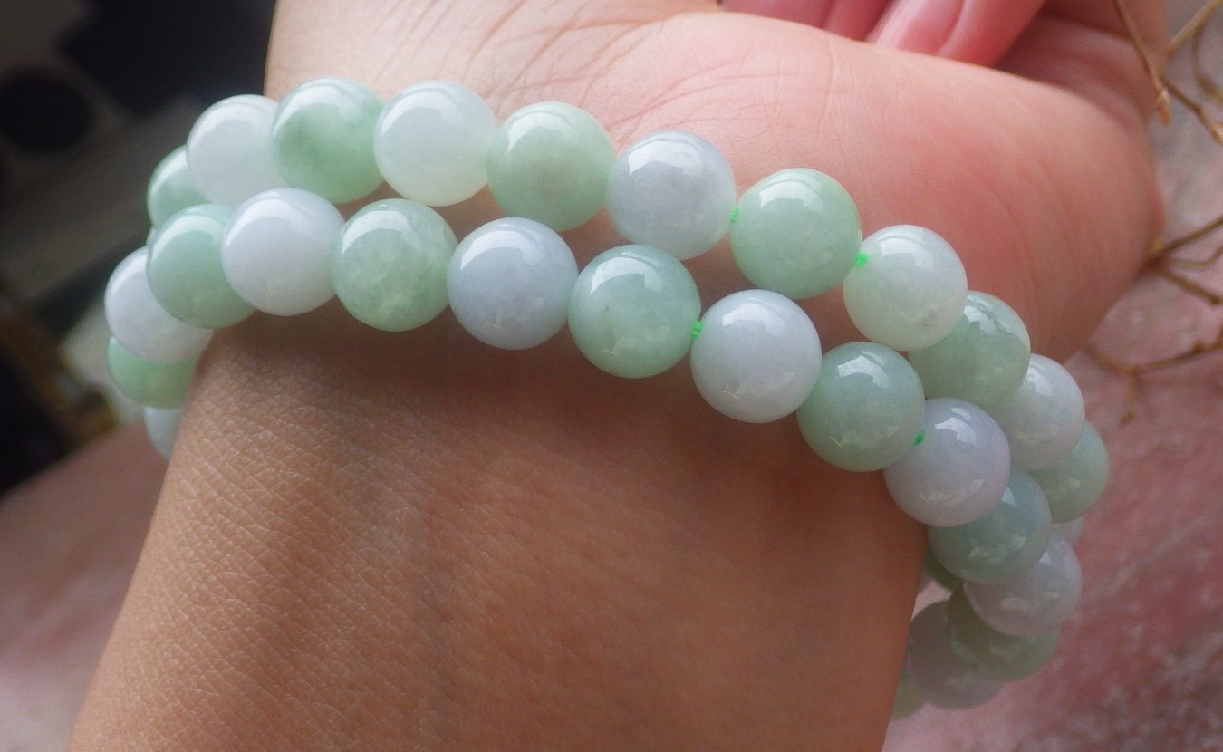 1 Pcs Green 100% A JADE Jadeite Bead Beads Bangle Bracelet 6.5 inches 手镯 737170