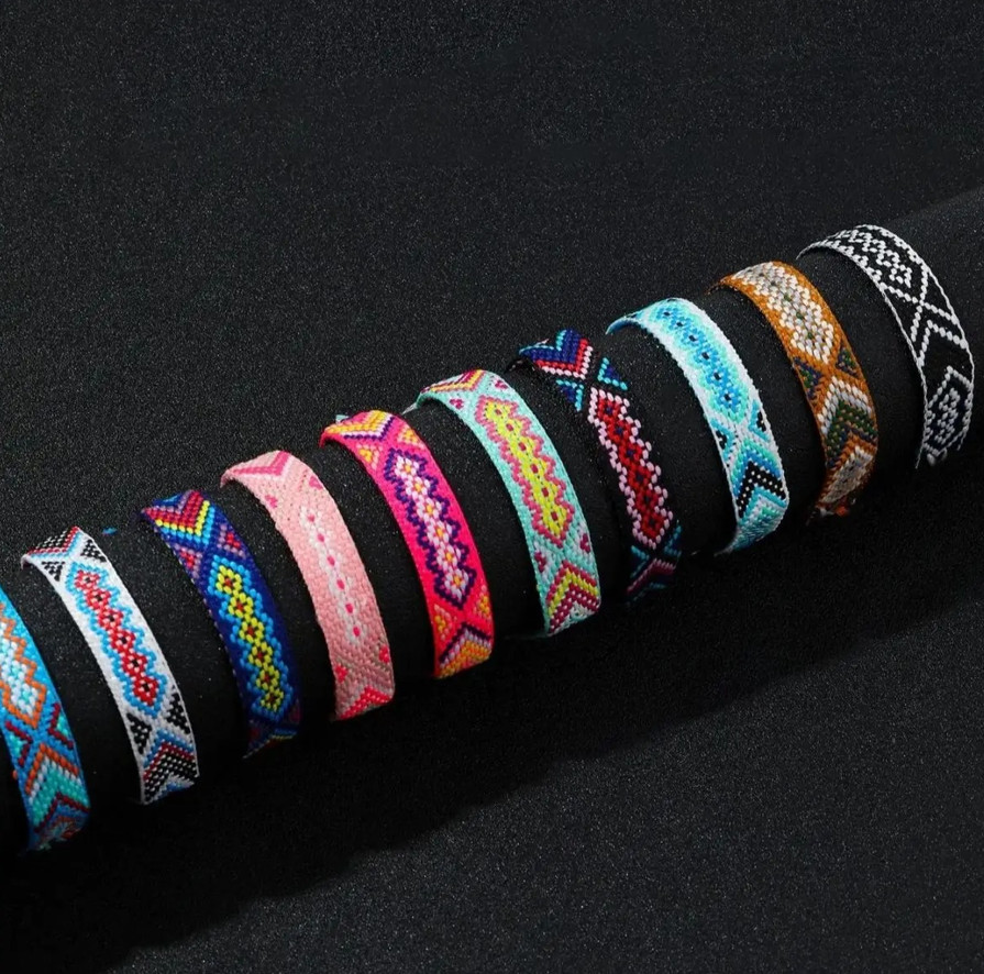 12pcs Bohemian Woven Friendship Bracelets Adjustable String Bracelet Set – NEW