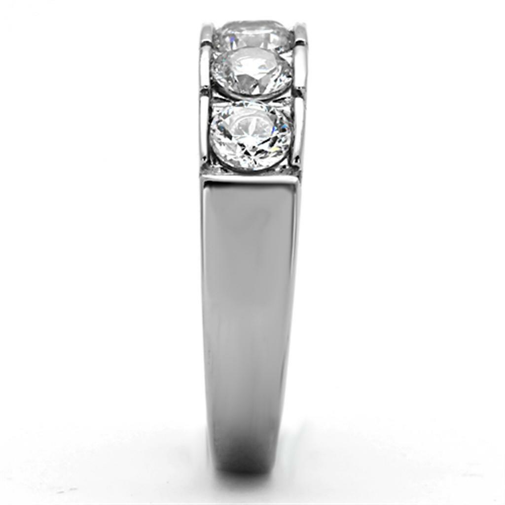 TK1082 – High polished (no plating) Stainless Steel Ring with AAA Grade CZ in