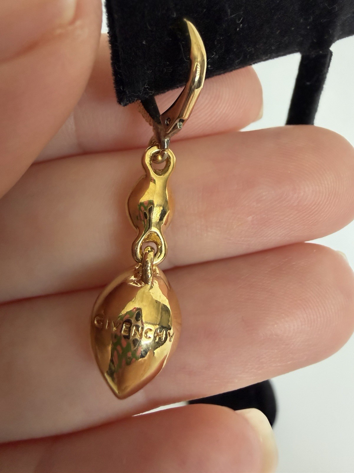 Givenchy Gold Tone Swarovski Crystal Double Drop Teardrop Leverback Earrings