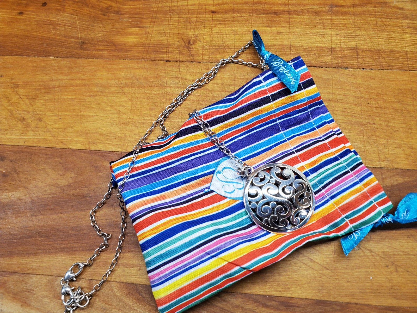 Brighton Contempo Convertible Silver Scroll Pendant Necklace