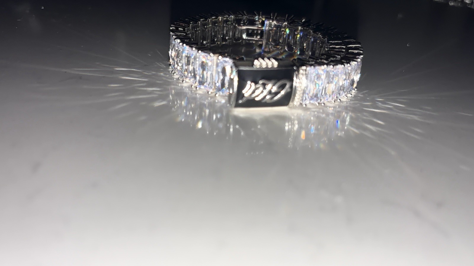GLD Baguette Tennis Bracelet in White Gold 14k White Gold Plated / 9” / White