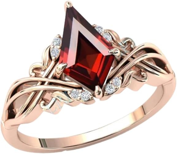 2carat Women’s Engagement Ring, Kite Cut Garnet Gemstone Bridal Ring for Women
