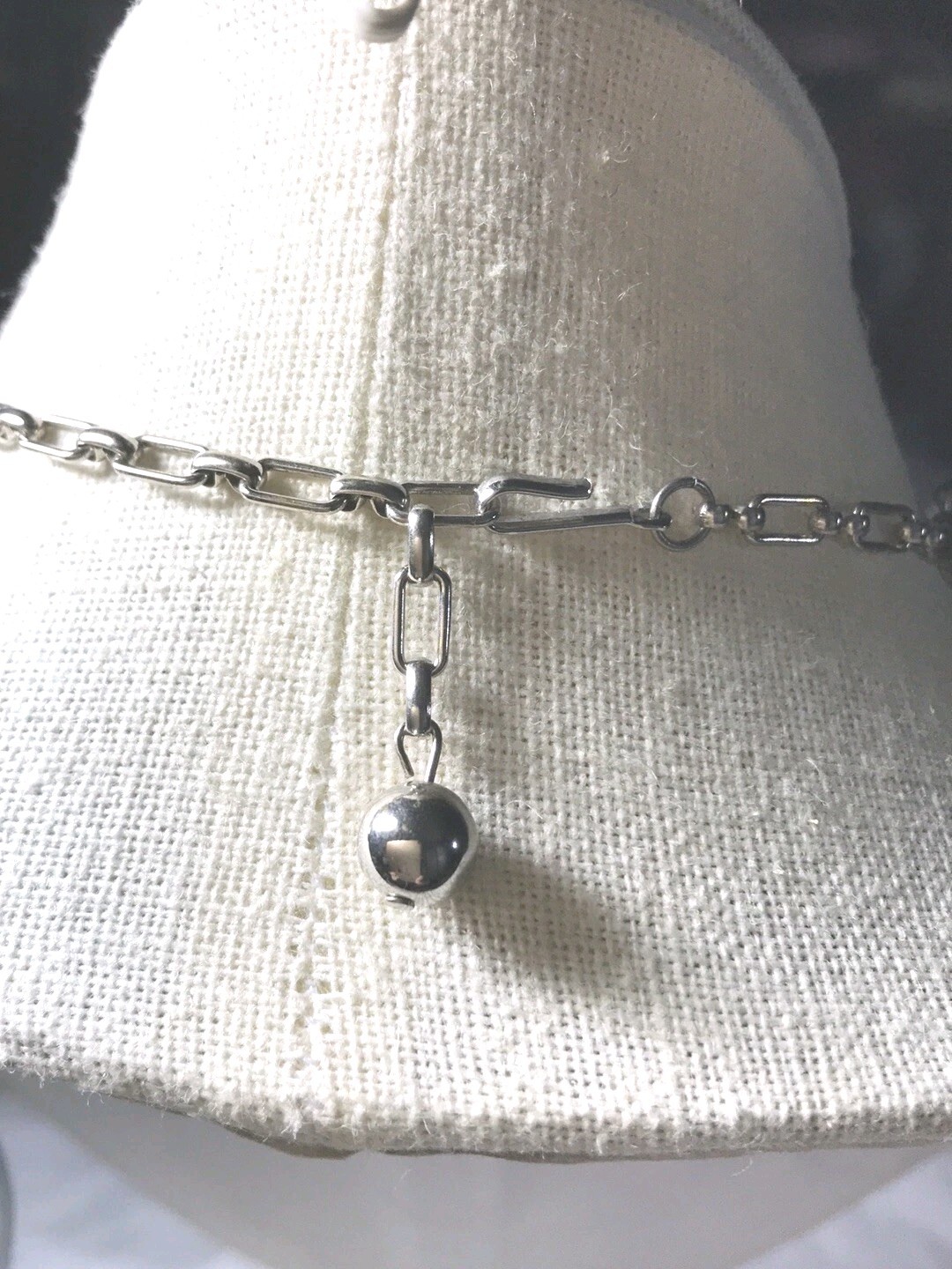 Shimmering Blue Stone necklace/ silver tone_ Very Good Used Condition
