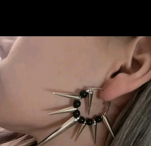 Gothic,Punk, , Long Spike &bead Hoop Earrings. Lightweight Teens,adults, Nwt