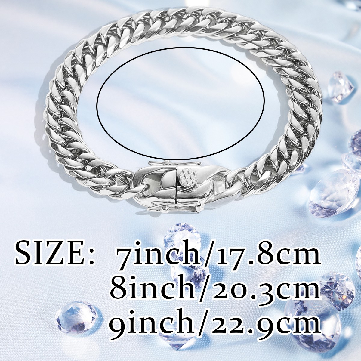 Silver Tone Solid Cuban Link Bracelet 7/8/9 Inch Men’s Heavy Wrist Chain