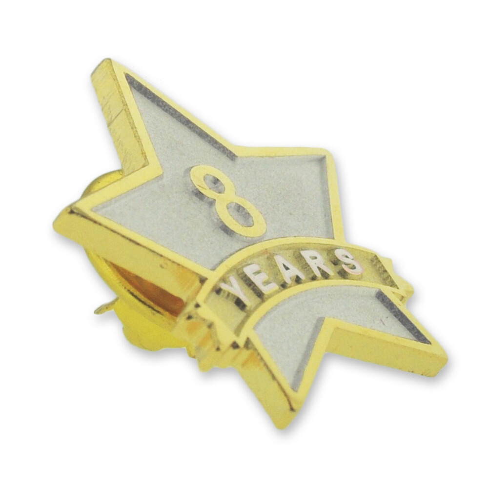 PinMart’s 8 Year Service Award Star Corporate Recognition Dual Plated Lapel Pin
