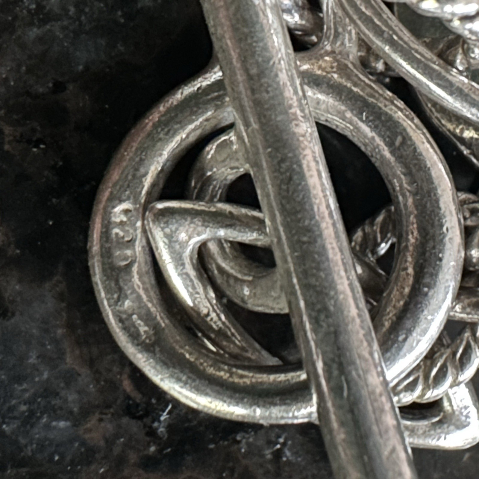 Vintage 925 Sterling Silver Open Oval & Triangle Charm Bracelet 6.75” 30g