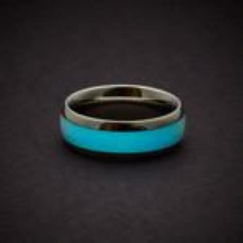 Titanium Ring Unisex White Glow in the Dark Ring Single Line Very Nice Looking!