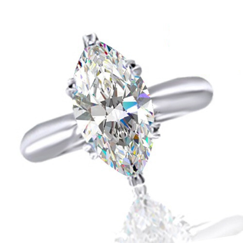1.00 Ct Marquise Cut Simulated Diamond Solitaire Ring in Solid Sterling Silver