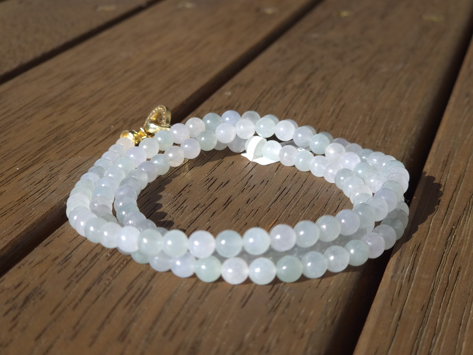 High-quality Icy White and Lavender Burmese Jadeite Necklace