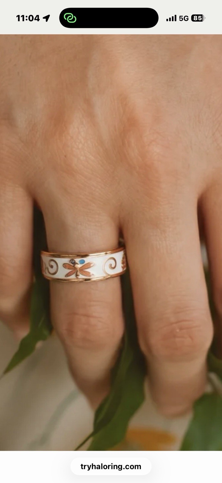 HALO 3 smart ring White Floral Enamel Stainless Steel Stackable Band Ring Size 8