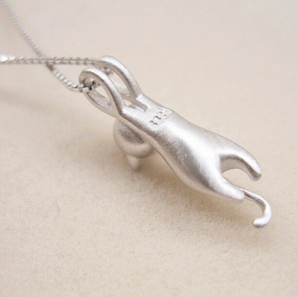 Cat Pendant Necklace Kitty Chain Silver Womens Girl Jewellery Cat Necklace USA