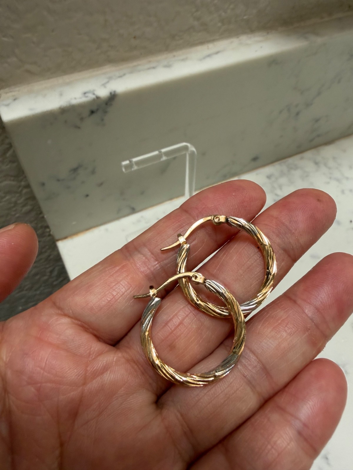 Boho style two tone Twisted Hoop Earrings