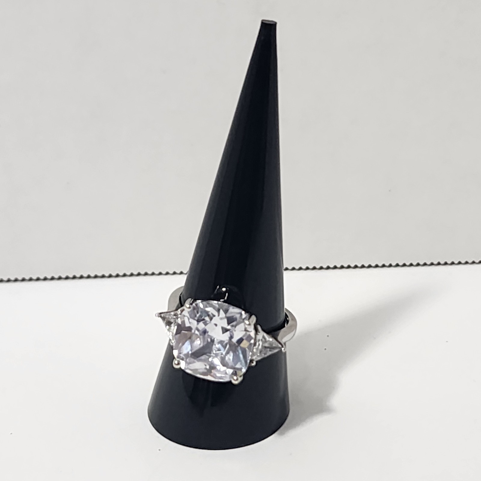 Sterling Silver 925 Cushion Cut CZ Engagement/Promise Rhinestone Ring Size9/19mm