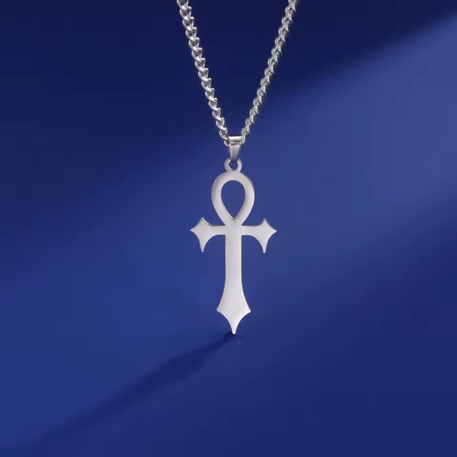 Gothic-Style Ankh Necklace Silver 316L Stainless Steel Egyptian Cross Pendant