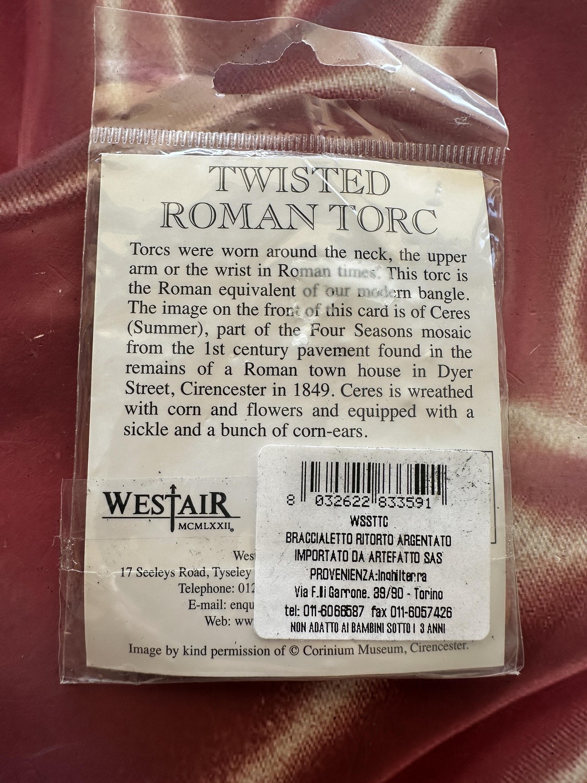 Westair Twisted Roman Torc Bracelet Silver Tone Historical Jewelry England