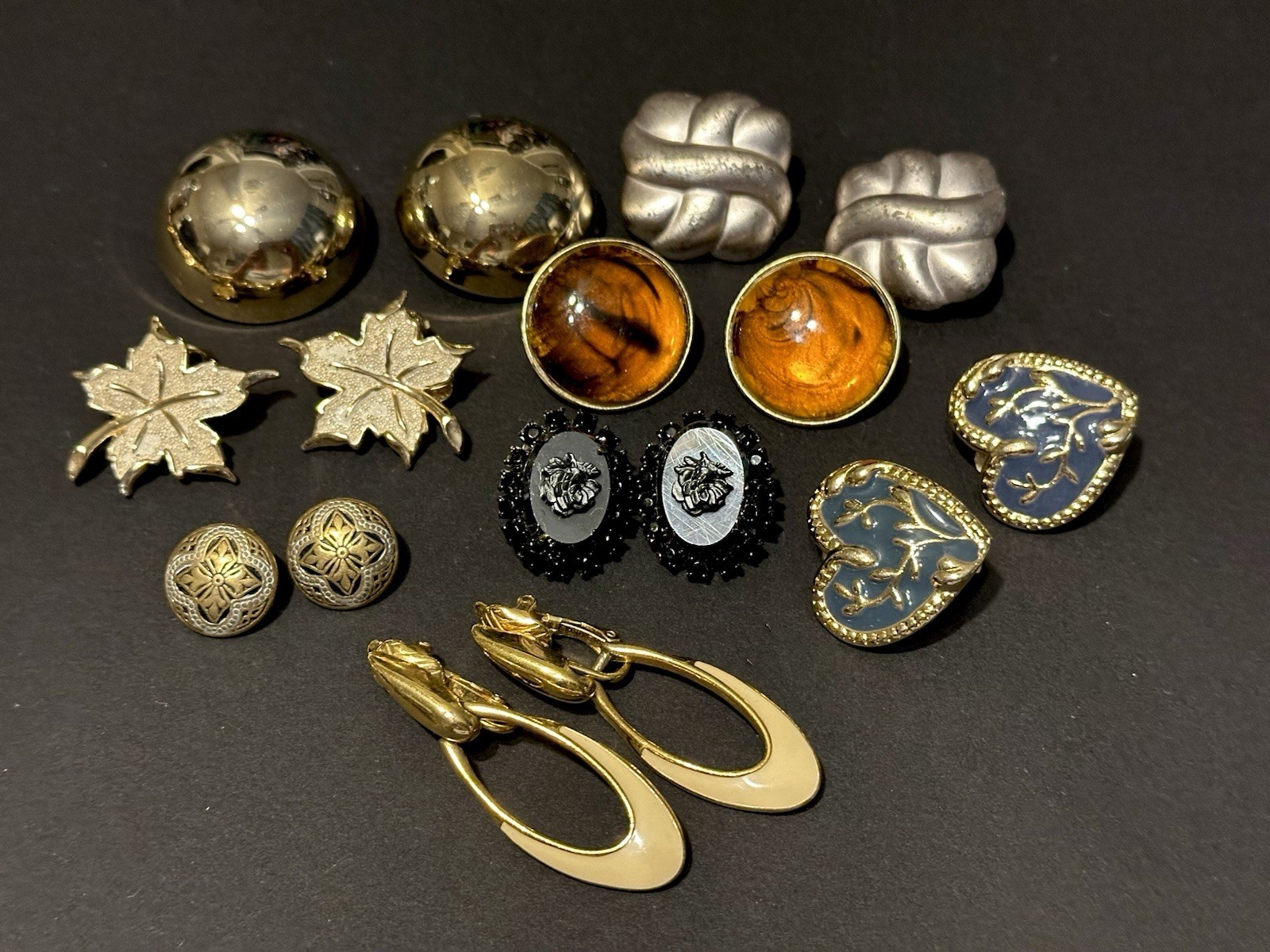 Signed Vintage clip earrings 57 pairs. Trifari, Jomaz, Bogoff and more!