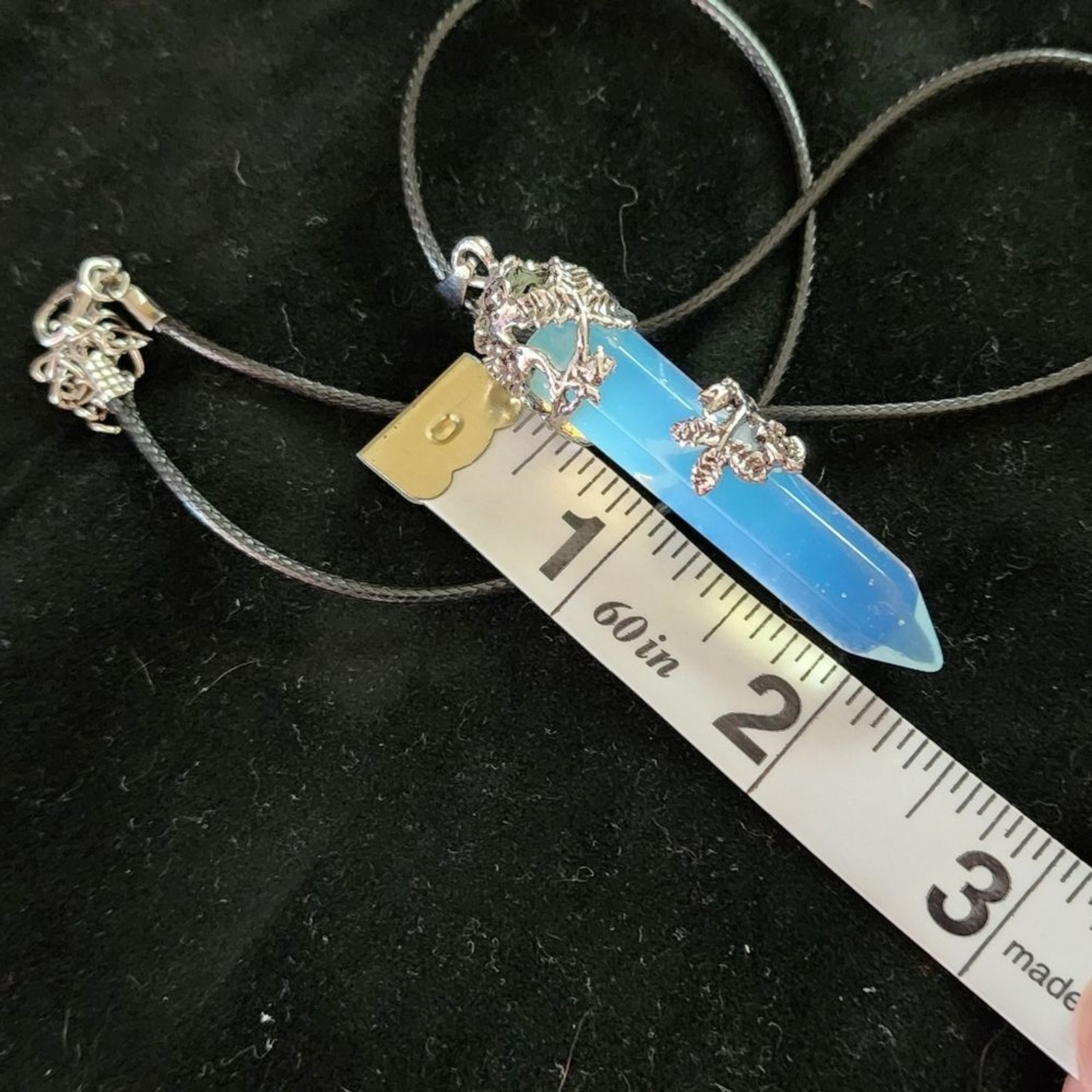 NWOT Synthetic Opal Pendant and Black Cord Necklace Unisex