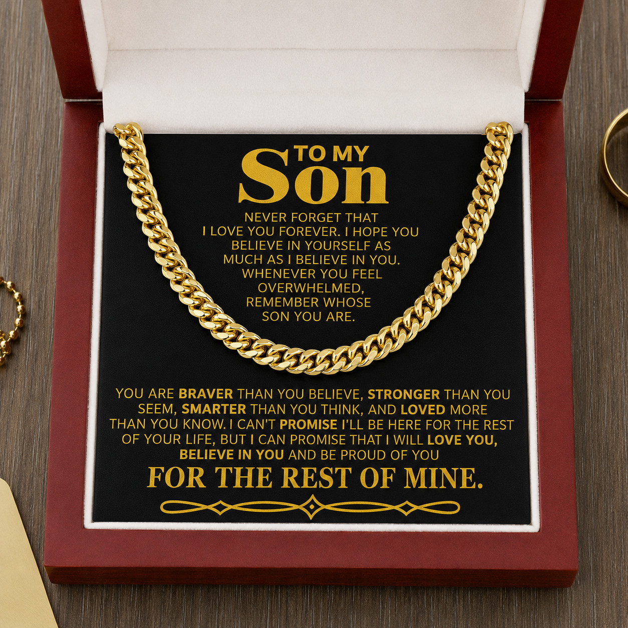 To My Son Cuban Link Chain Necklace Gift from Mom Dad Birthday Present