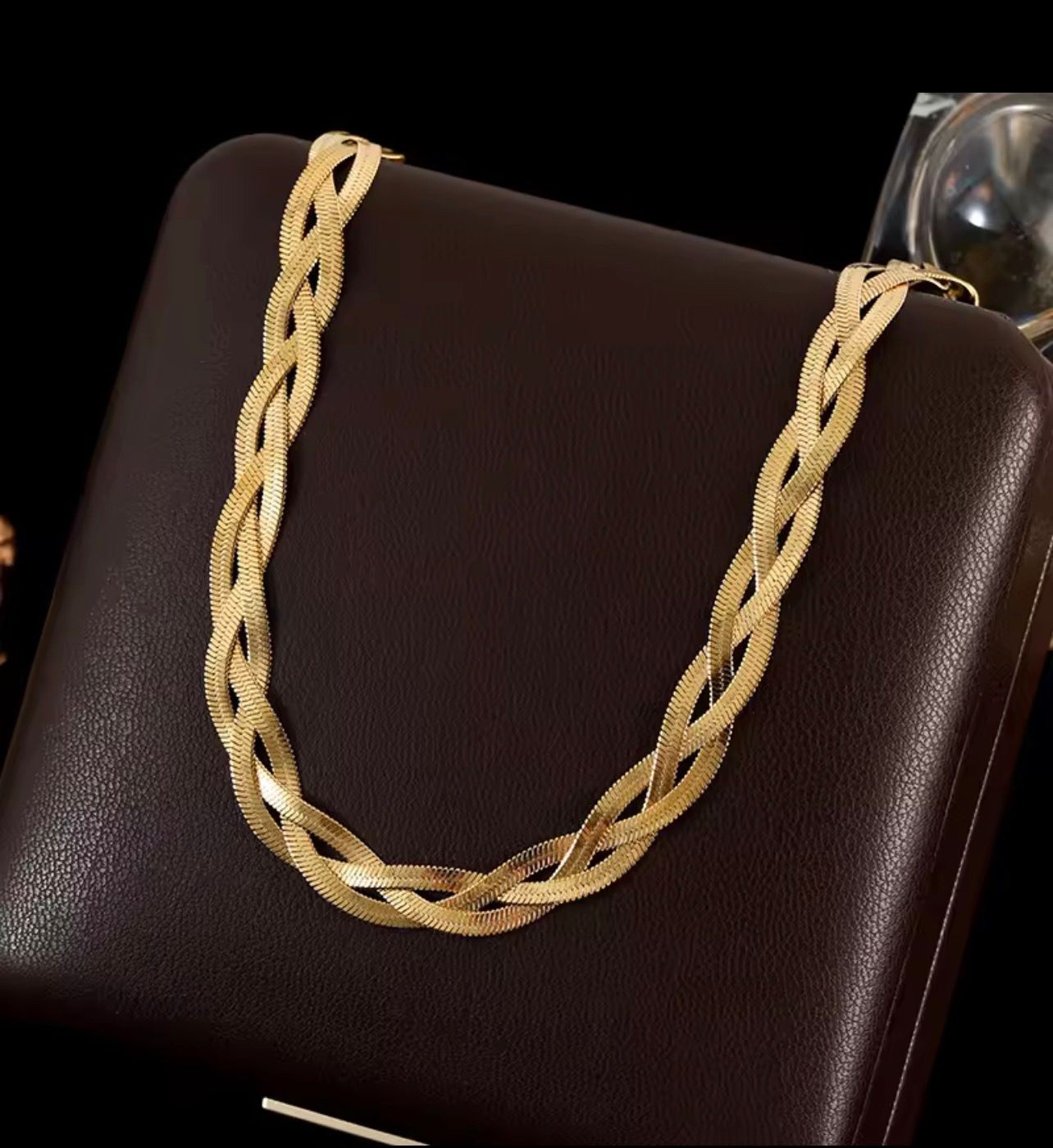 Gold Twisted Snake Chain Necklace Stainless Steel Choker Minimalist Women Gift