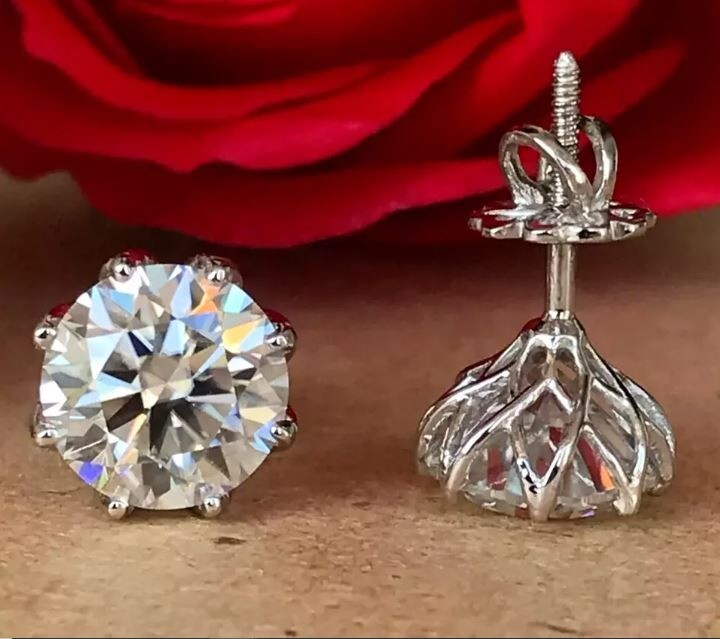 4.00Ct Round Cut Lab Created Solitaire Diamond Stud Earrings 14k White Gold Over