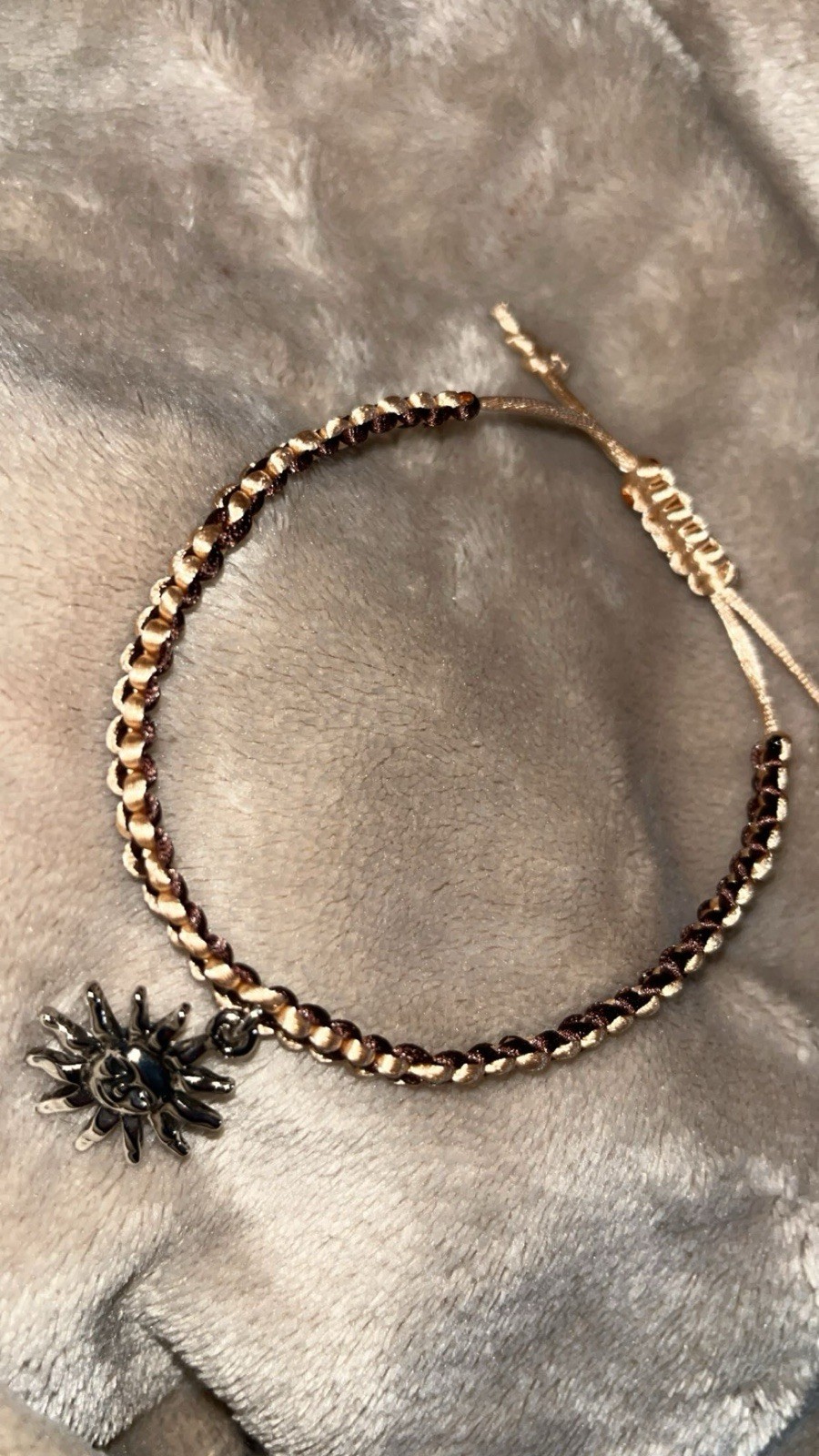 Gold Tone Curb Chain Bracelet Adjustable Slide Closure Sun Dangle Charm