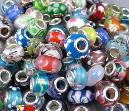 Wholesale Lot 25 50 100 250 European Bracelet Beads Mixed Murano Art Glass NEW