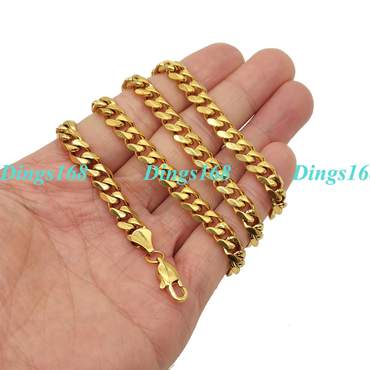 18K Yellow Gold Plated GP TARNISH-FREE 4/5mm/7mm Wide Cuban Chain Necklace A062