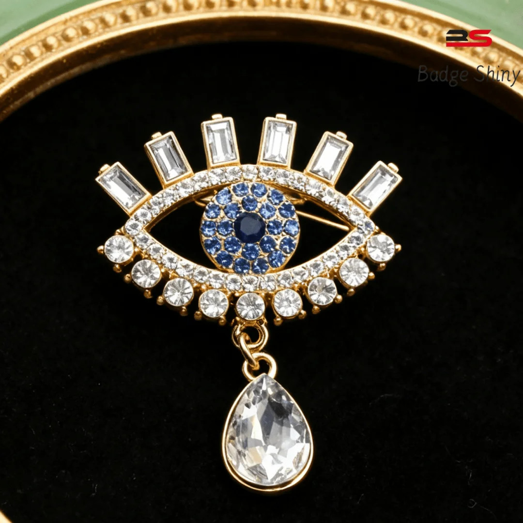 Creative Eye Rhinestone Brooch, Simple Pin for Coat & Dress
