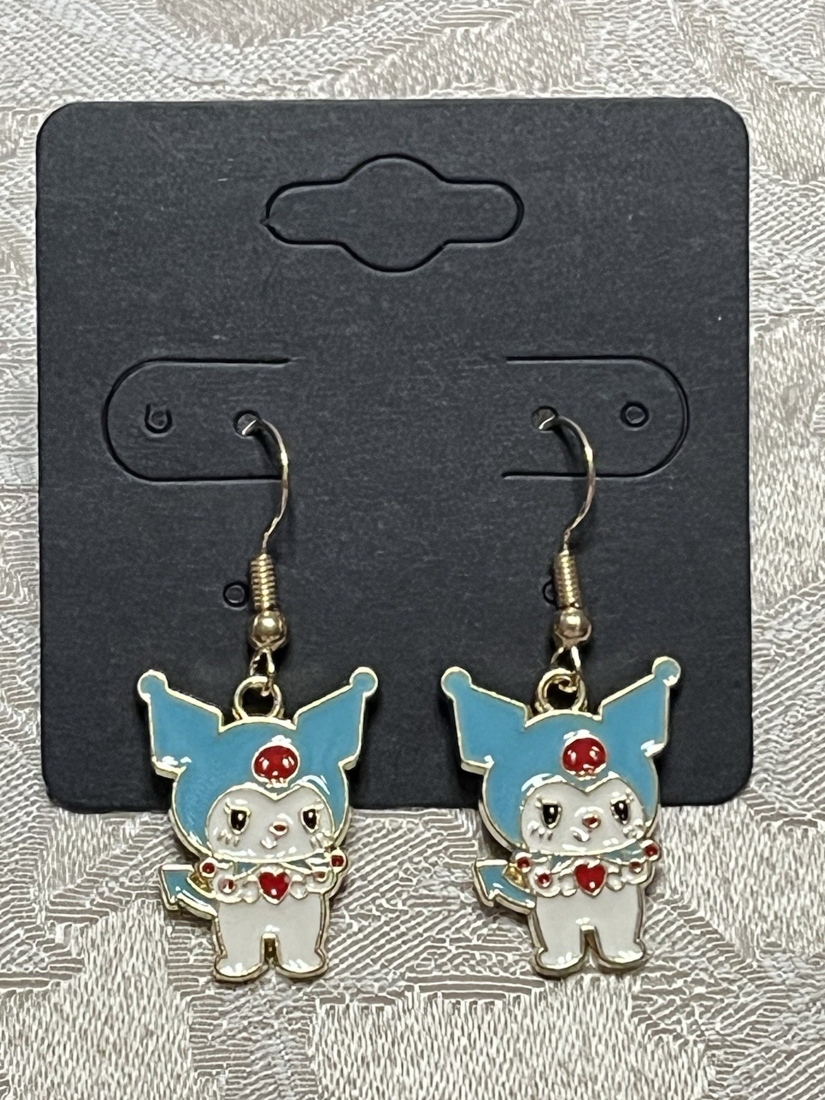 Kuromi Heart Love Cupid Silver Charm Drop Dangle Fun Boho Hello Kitty Earrings