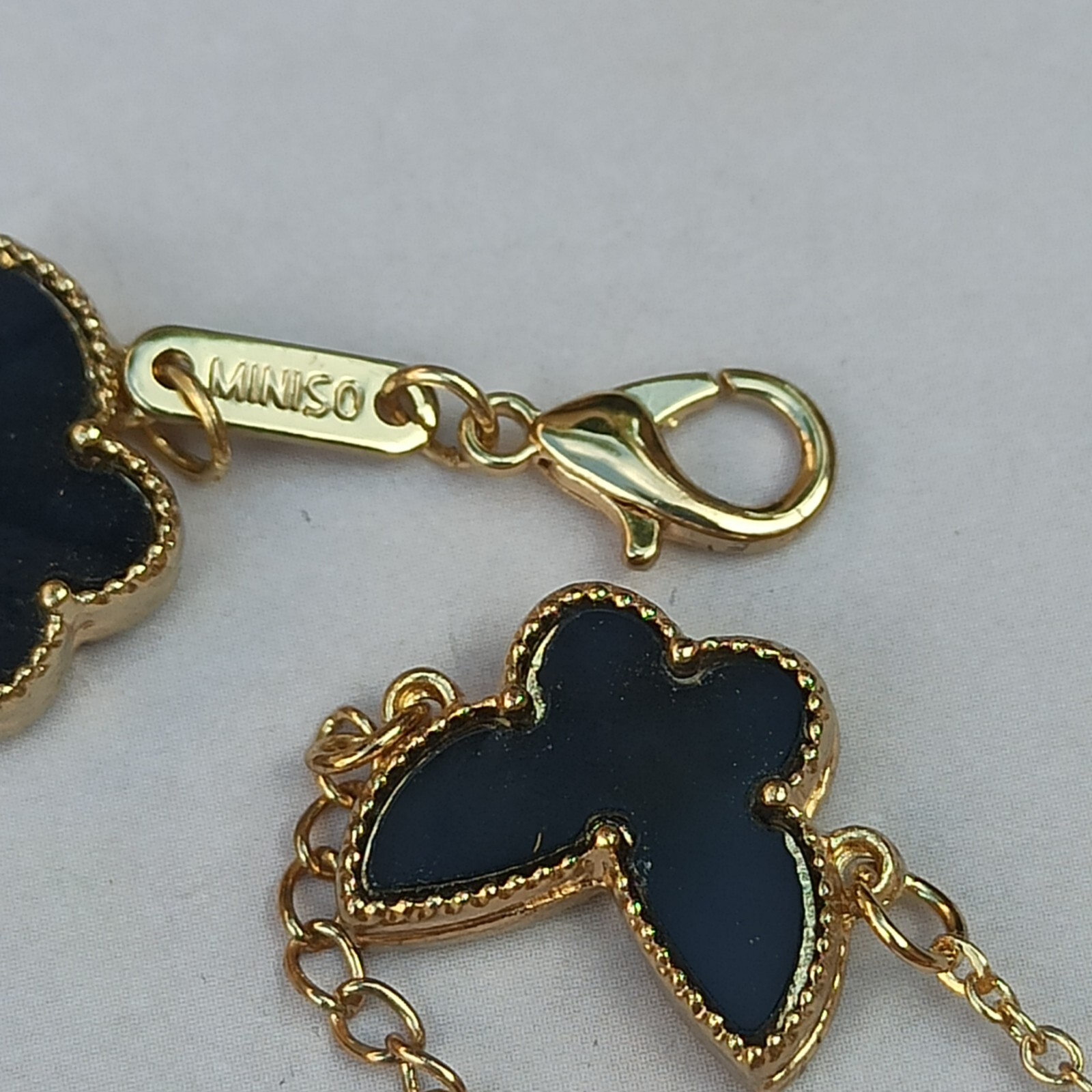 Butterfly Bracelet Black Gold Tone Fashion Signed MINISO Gift Charm Modern Trend