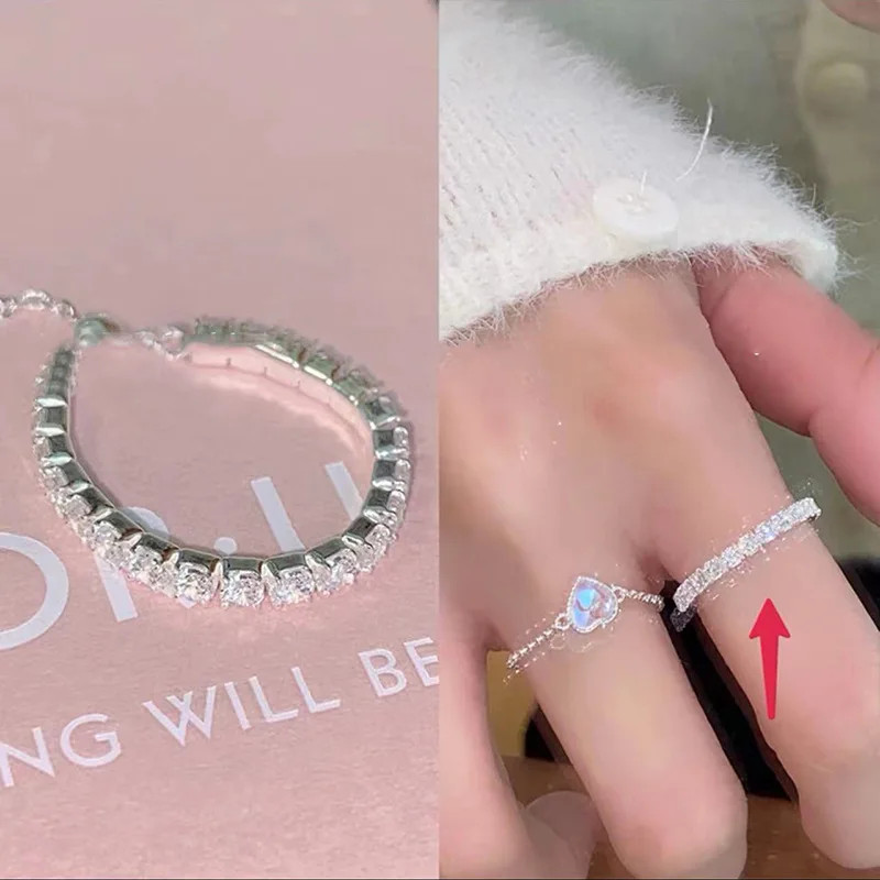 Sterling Silver Ring Open Heart Stackable Wedding Adjustable Unisex Jewelry