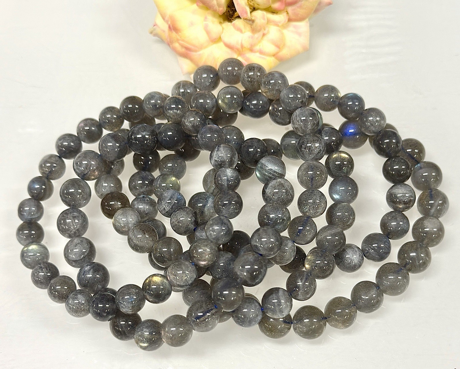 Wholesale 6 Pcs Natural Labradorite Bracelet 8mm 7.5” Healing Crystal Natural