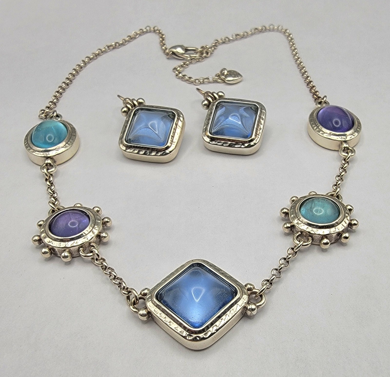 Brighton Jules Short Necklace Hinged Earrings Set Roman Artifacts Design