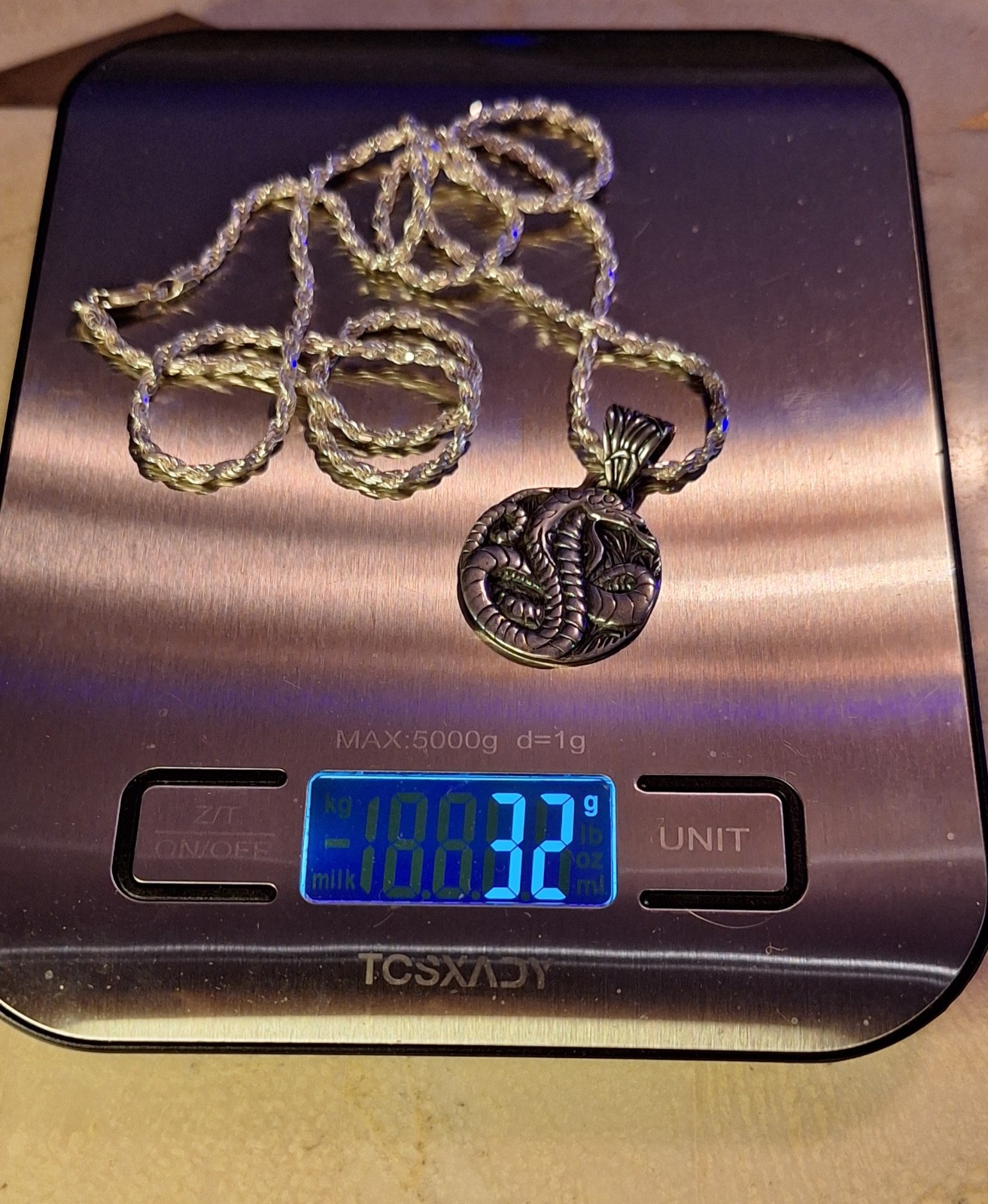 Year of the Snake Chinese Zodiac Pendant Sterling Silver Necklace Italy Chain