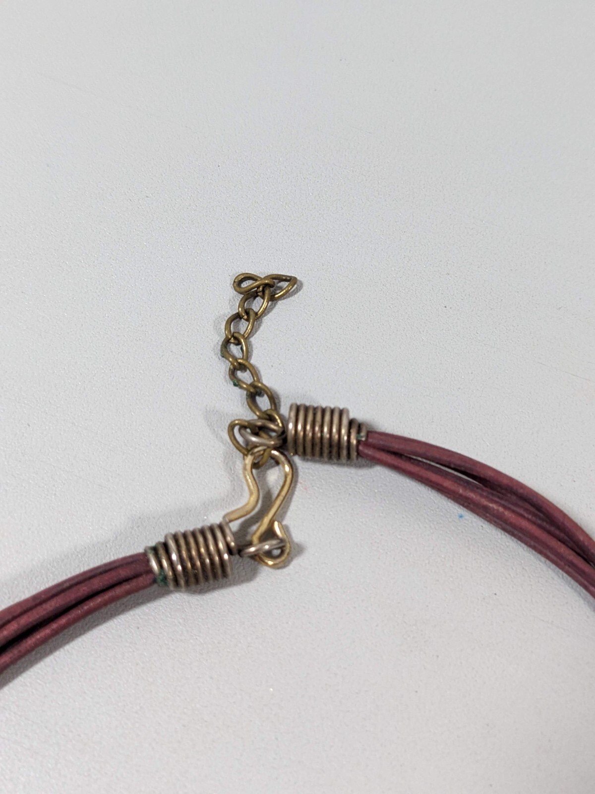 Purple Pink Curved Bar Multi Cord Necklace Artisan Style 19 inches