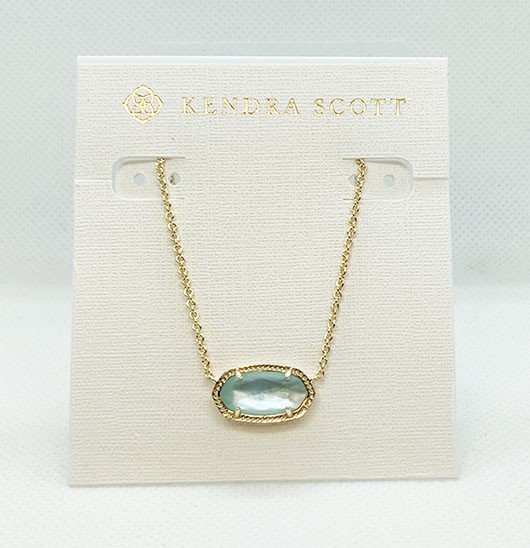 New Kendra Scott Elisa Gold Pendant Necklace In Light Blue Illusion