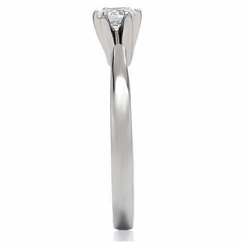 TK203 – High polished (no plating) Stainless Steel Ring with AAA Grade CZ in