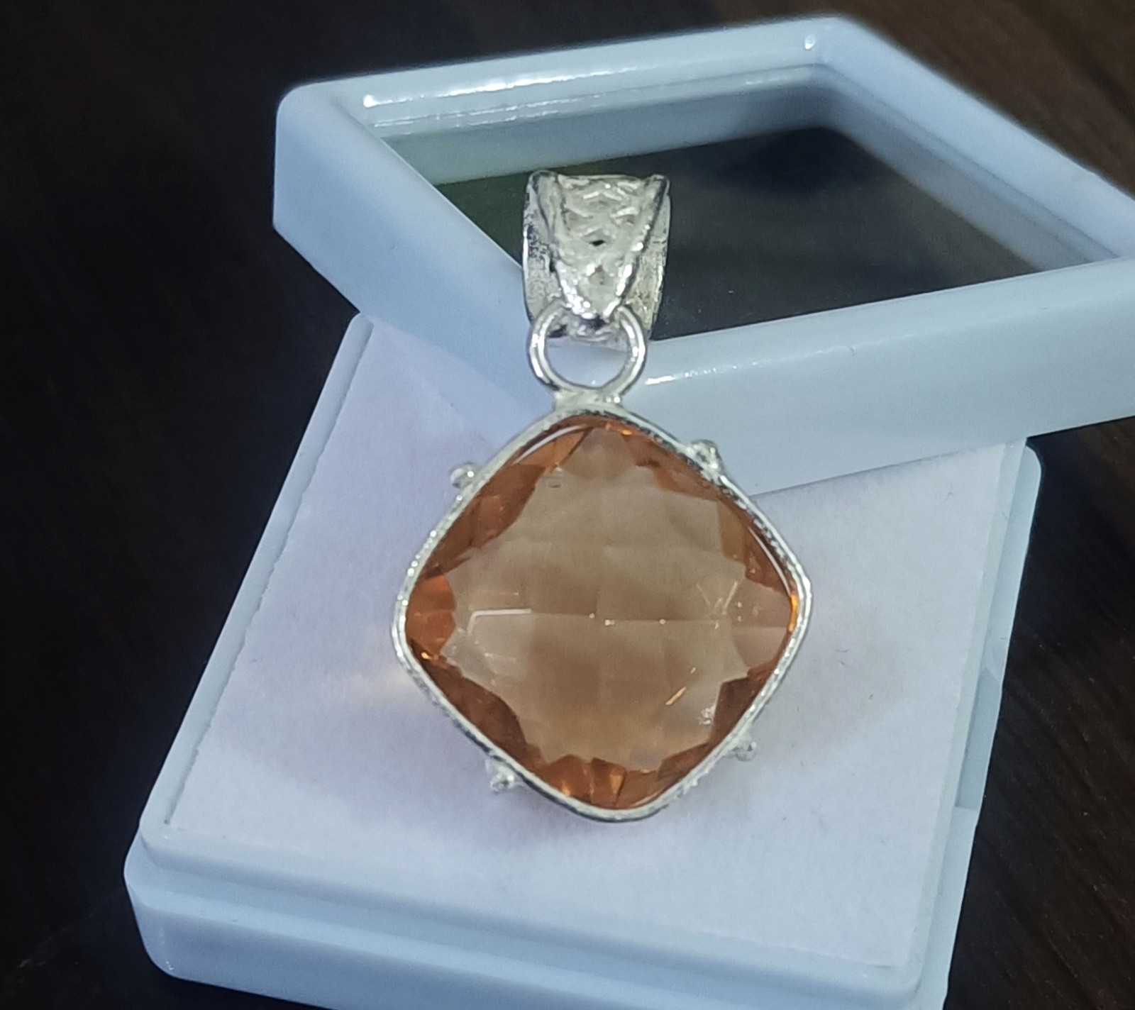 Certified Natural Brown Citrine Gemstone 925 Sterling Silver Pendant 31.55 Ct
