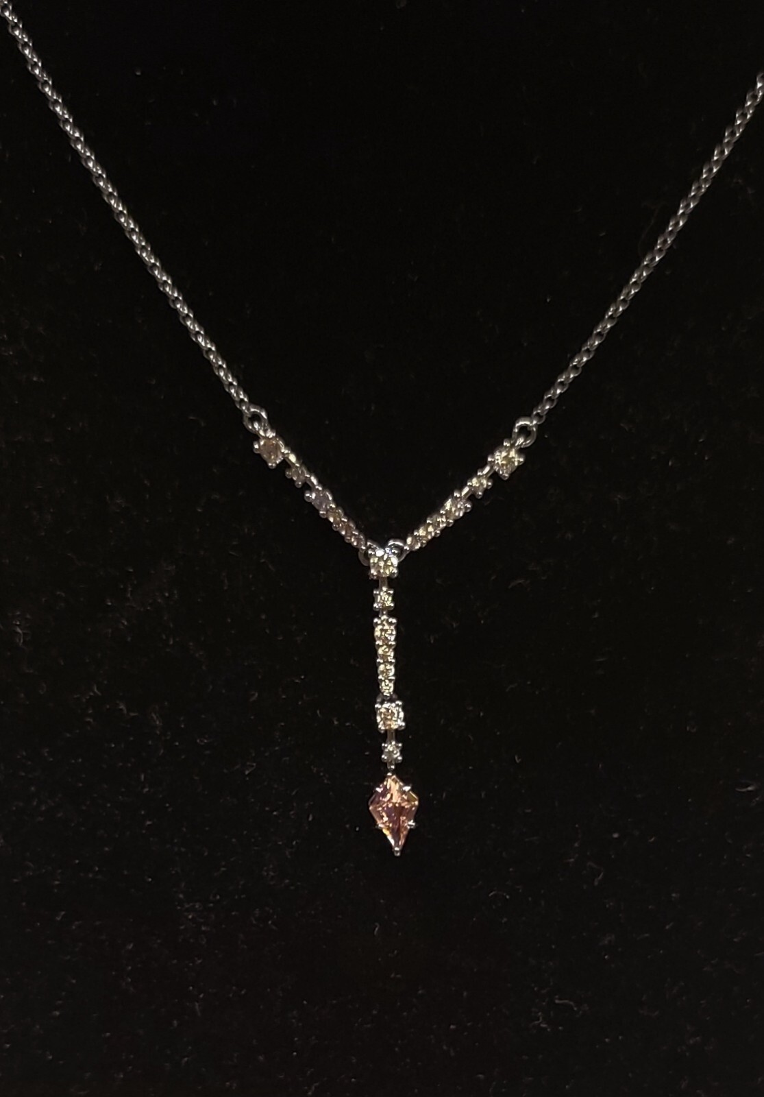 Bomb Party Necklace RBP5017 “Arrows Abound” Rose Quartz CZ on Hematite Plating