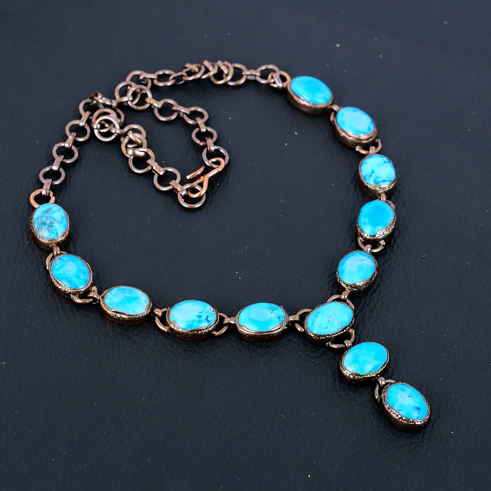 Turquoise Gemstone Copper Electroformed Jewelry Handmade Necklace For Love