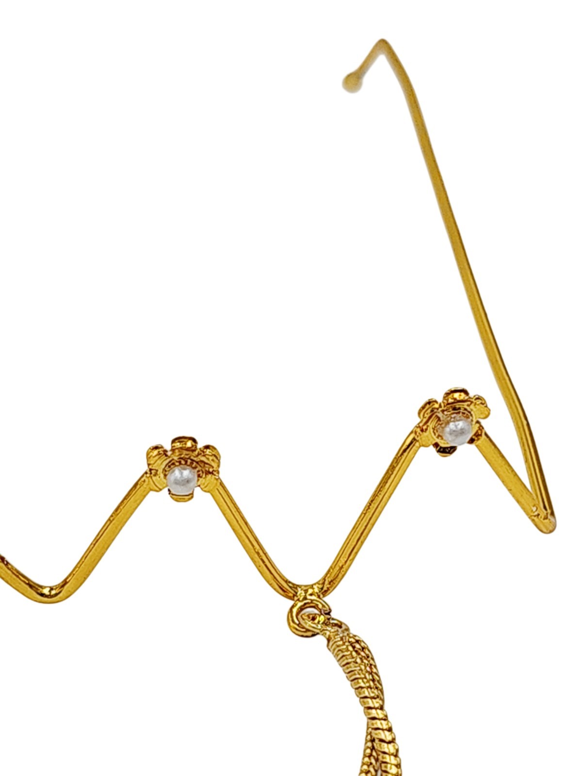 Gold Wire Pearl Wave Face Jewelry Handmade Boho Statement Eye Accessory Facelet