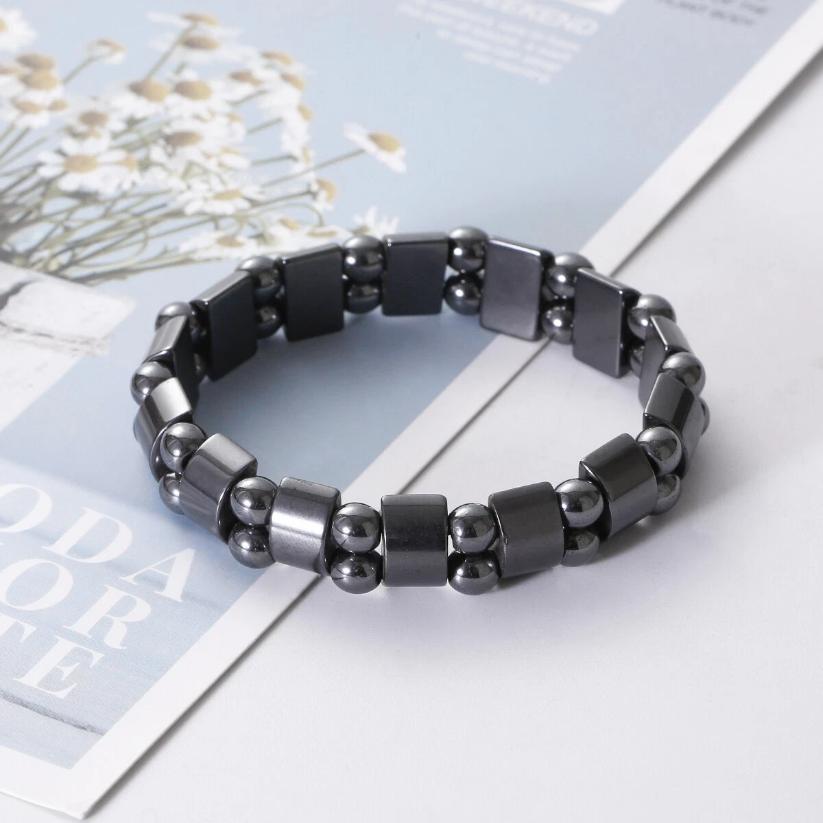 Magnetic Hematite Bracelets Pain Relief Powerfull Elastic Therapy Arthritis Gift